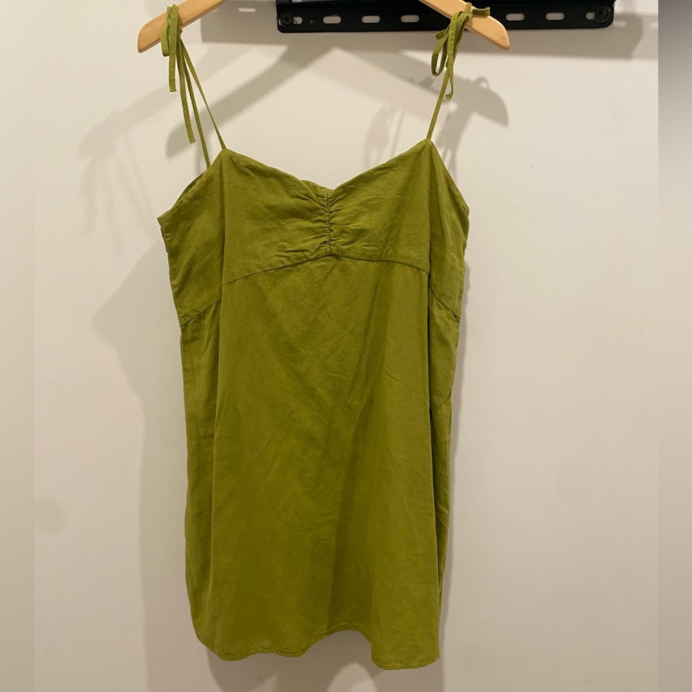 ZARA GREEN LINEN SHIFT DRESS